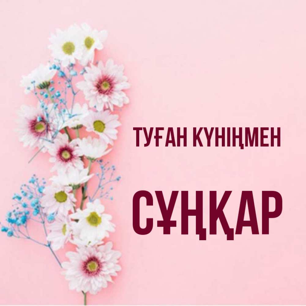 Күн сайын ашық хат с именем, СҰҢҚАР Туған күніңмен Родная моя с днем рождения тебя картинка с цветами белыми и голубыми Онлайн тегін жүктеп алу тілектері бар керемет карта 