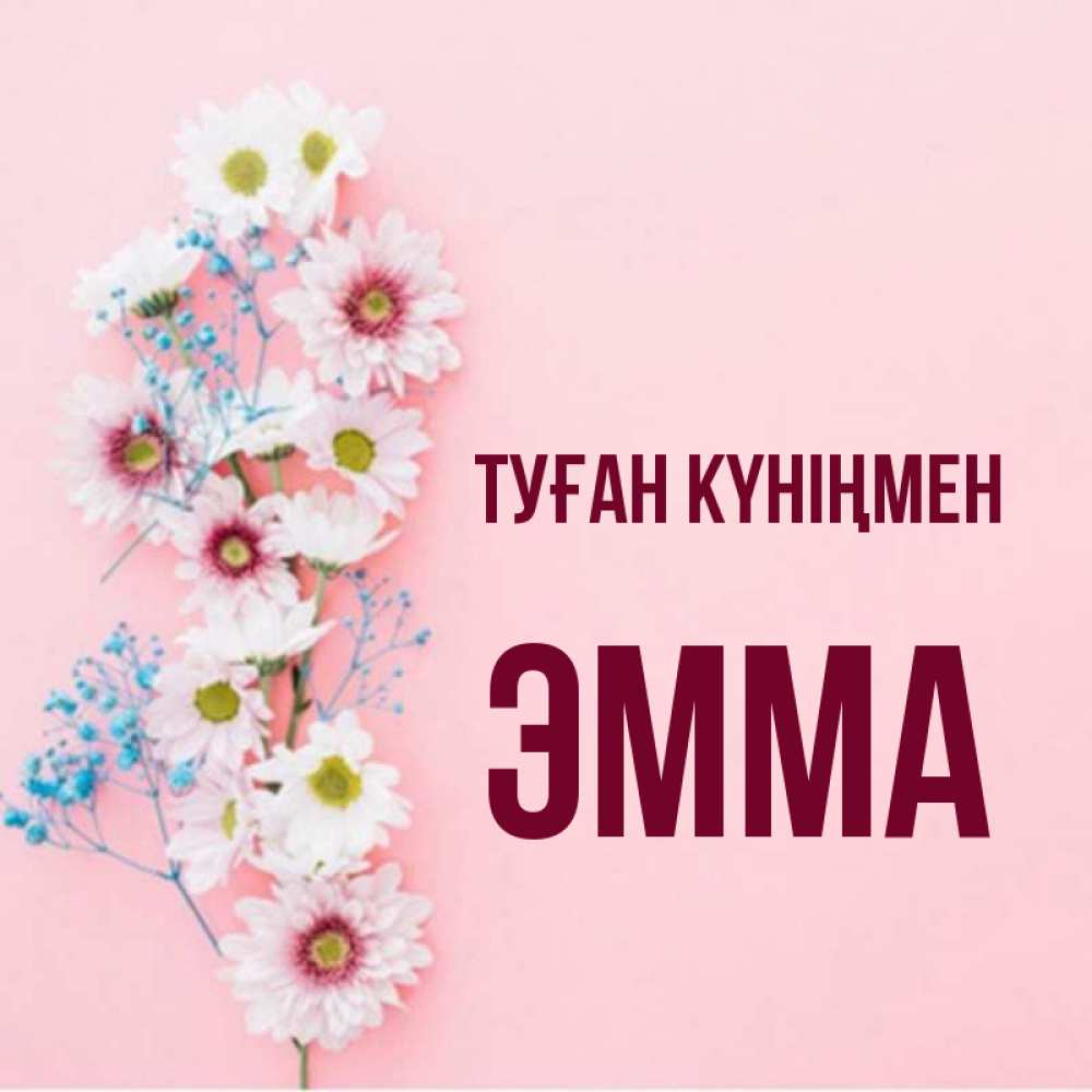 Күн сайын ашық хат с именем, Эмма Туған күніңмен Родная моя с днем рождения тебя картинка с цветами белыми и голубыми Онлайн тегін жүктеп алу тілектері бар керемет карта 