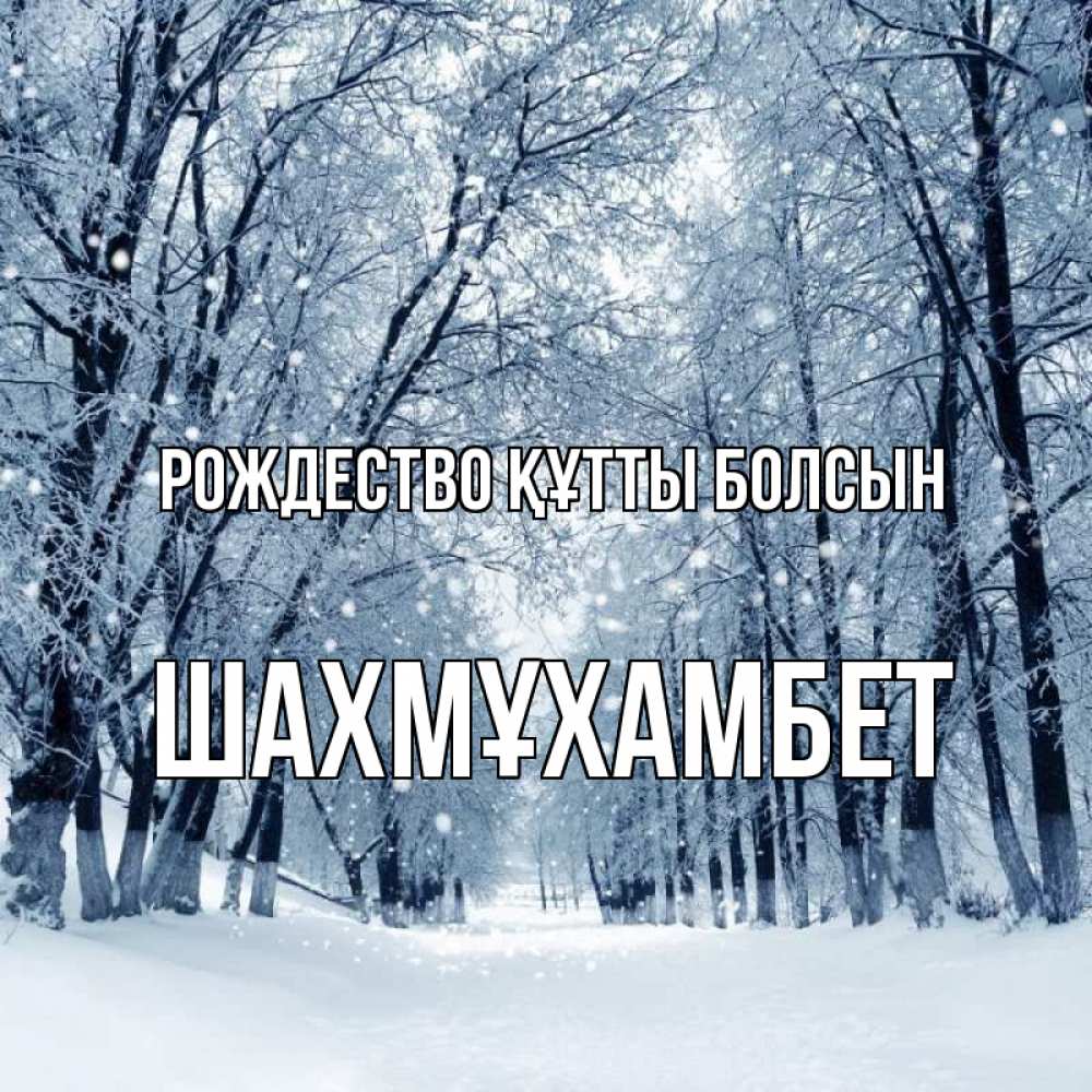 Күн сайын ашық хат с именем, ШАХМҰХАМБЕТ Рождество құтты болсын снег, лес, парк Онлайн тегін жүктеп алу тілектері бар керемет карта 