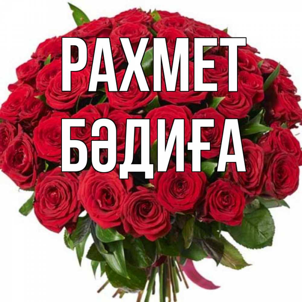 Күн сайын ашық хат с именем, БӘДИҒА рахмет букет красных роз Онлайн тегін жүктеп алу тілектері бар керемет карта 