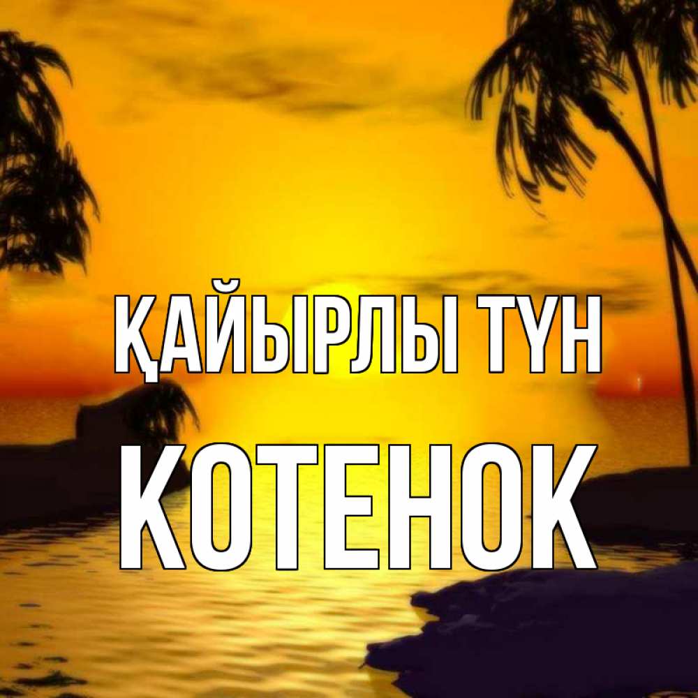 Күн сайын ашық хат с именем, Котенок Қайырлы түн остров Онлайн тегін жүктеп алу тілектері бар керемет карта 
