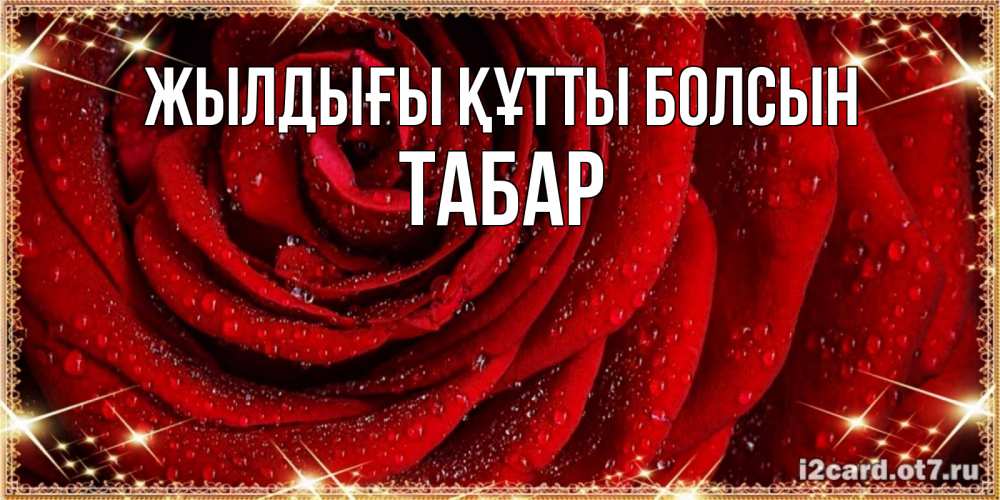 Күн сайын ашық хат с именем, ТАБАР Жылдығы құтты болсын роса на розе блестящая в лучах солнца Онлайн тегін жүктеп алу тілектері бар керемет карта 