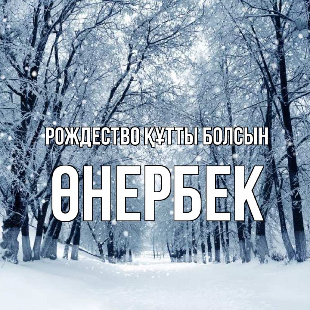 Күн сайын ашық хат с именем, ӨНЕРБЕК Рождество құтты болсын снег, лес, парк Онлайн тегін жүктеп алу тілектері бар керемет карта 