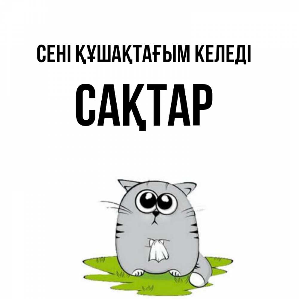 Күн сайын ашық хат с именем, САҚТАР сені құшақтағым келеді котик теребит платочек сидя на травке Онлайн тегін жүктеп алу тілектері бар керемет карта 
