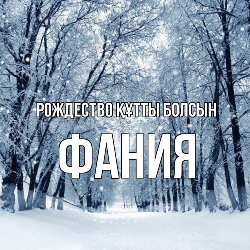 Күн сайын ашық хат с именем, Фания Рождество құтты болсын снег, лес, парк Онлайн тегін жүктеп алу тілектері бар керемет карта 