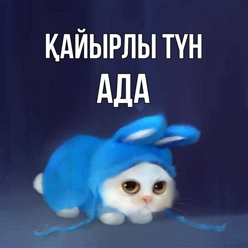 Күн сайын ашық хат с именем, Ада Қайырлы түн кот в голубом костюме кролика с ушками Онлайн тегін жүктеп алу тілектері бар керемет карта 