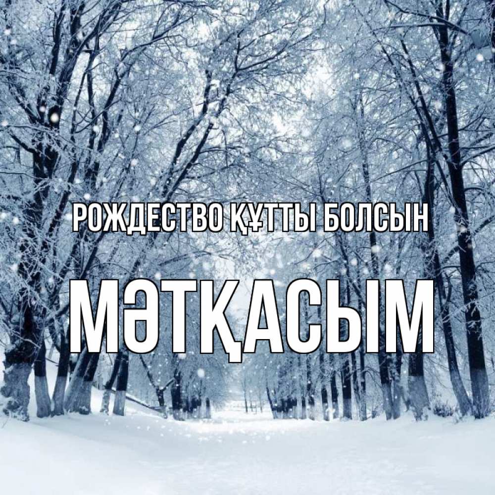 Күн сайын ашық хат с именем, МӘТҚАСЫМ Рождество құтты болсын снег, лес, парк Онлайн тегін жүктеп алу тілектері бар керемет карта 