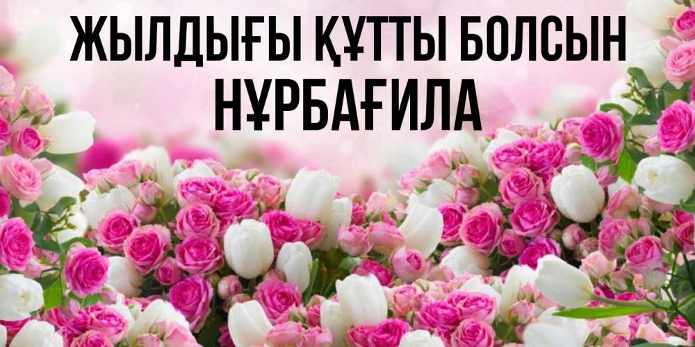 Күн сайын ашық хат с именем, НҰРБАҒИЛА Жылдығы құтты болсын открытка с разными розами Онлайн тегін жүктеп алу тілектері бар керемет карта 