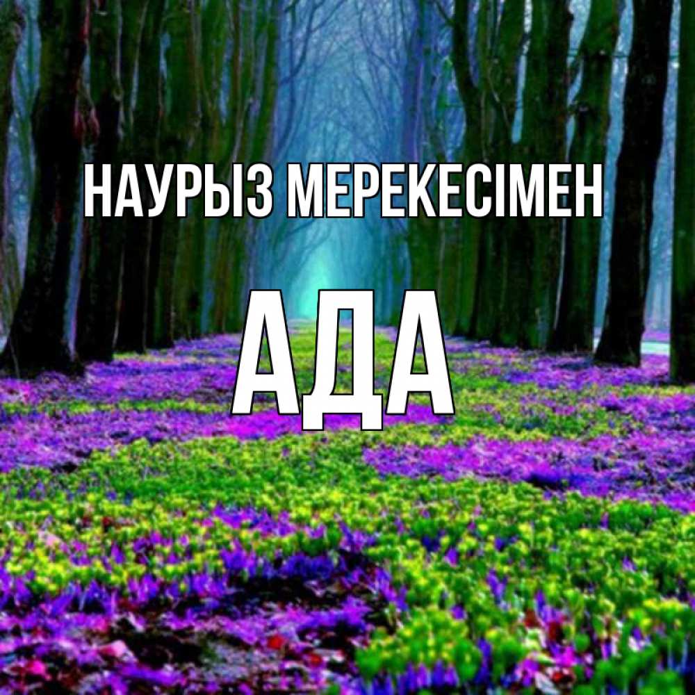 Күн сайын ашық хат с именем, Ада Наурыз мерекесімен фиолетовые цветы в лесу 1 Онлайн тегін жүктеп алу тілектері бар керемет карта 