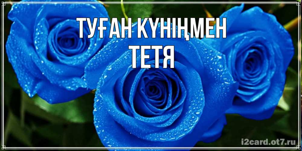 Күн сайын ашық хат с именем, Тетя Туған күніңмен розы с синим цветом Онлайн тегін жүктеп алу тілектері бар керемет карта 