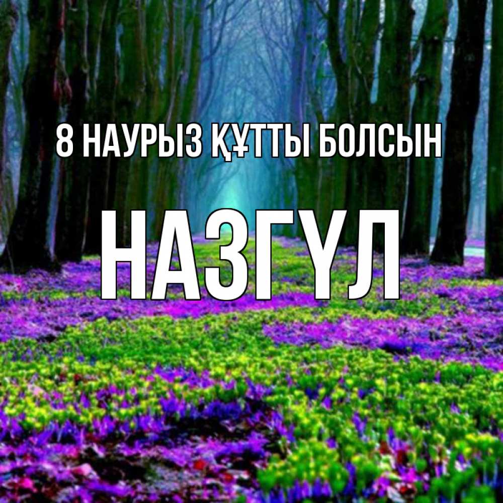 Күн сайын ашық хат с именем, НАЗГҮЛ 8 наурыз құтты болсын фиолетовые цветы в лесу 1 Онлайн тегін жүктеп алу тілектері бар керемет карта 