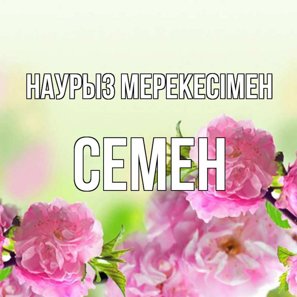 Күн сайын ашық хат с именем, Семен Наурыз мерекесімен цветы Онлайн тегін жүктеп алу тілектері бар керемет карта 