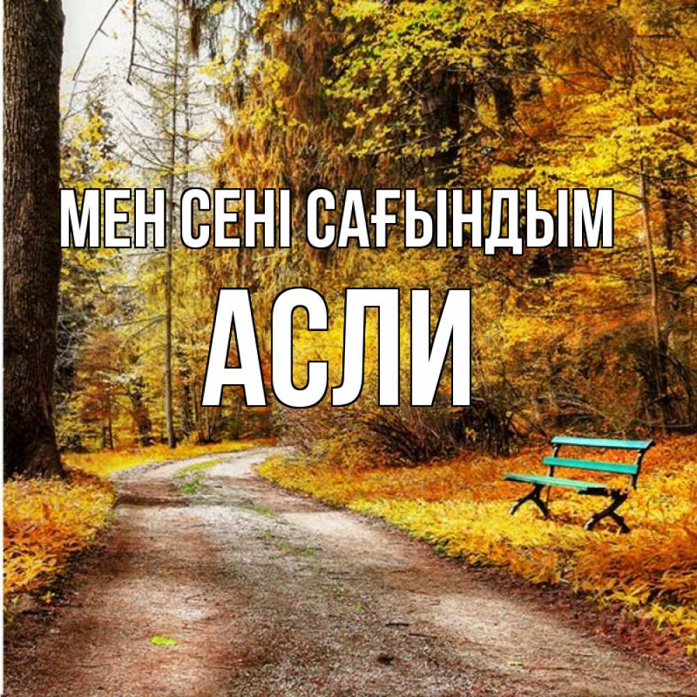 Күн сайын ашық хат с именем, АСЛИ Мен сені сағындым зеленая лавочка и осенний лес Онлайн тегін жүктеп алу тілектері бар керемет карта 