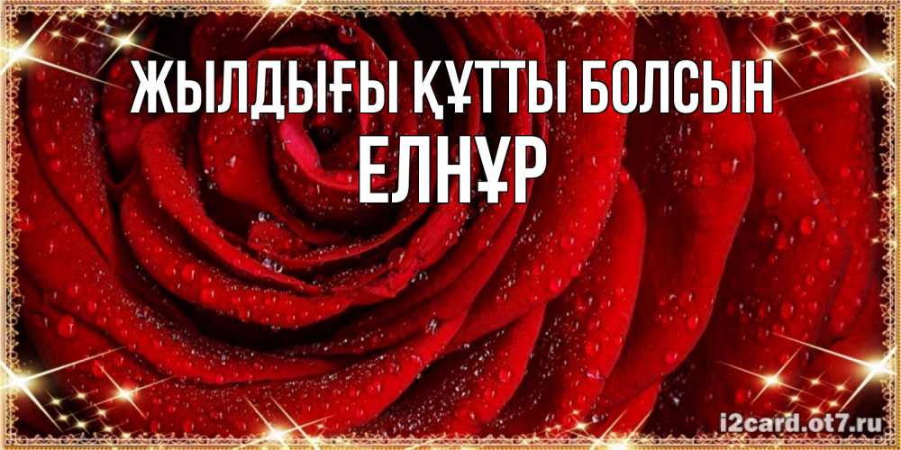 Күн сайын ашық хат с именем, Елнұр Жылдығы құтты болсын роса на розе блестящая в лучах солнца Онлайн тегін жүктеп алу тілектері бар керемет карта 