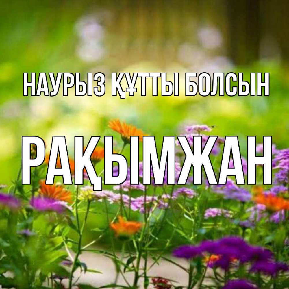 Күн сайын ашық хат с именем, Рақымжан Наурыз құтты болсын цветы Онлайн тегін жүктеп алу тілектері бар керемет карта 