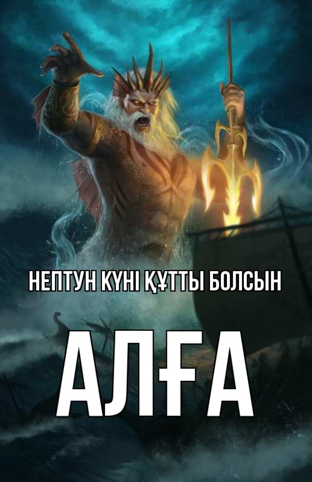 Күн сайын ашық хат с именем, Алға нептун күні құтты болсын с днем Нептуна Онлайн тегін жүктеп алу тілектері бар керемет карта 