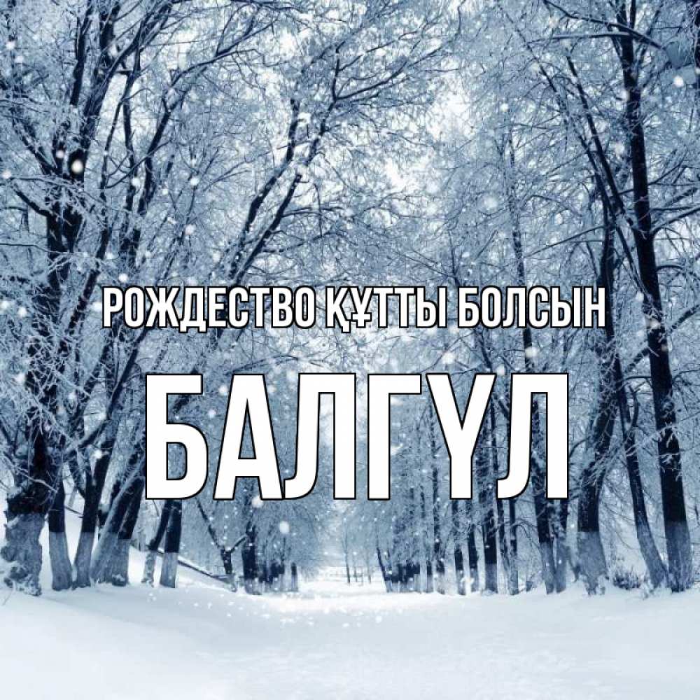 Күн сайын ашық хат с именем, БАЛГҮЛ Рождество құтты болсын снег, лес, парк Онлайн тегін жүктеп алу тілектері бар керемет карта 