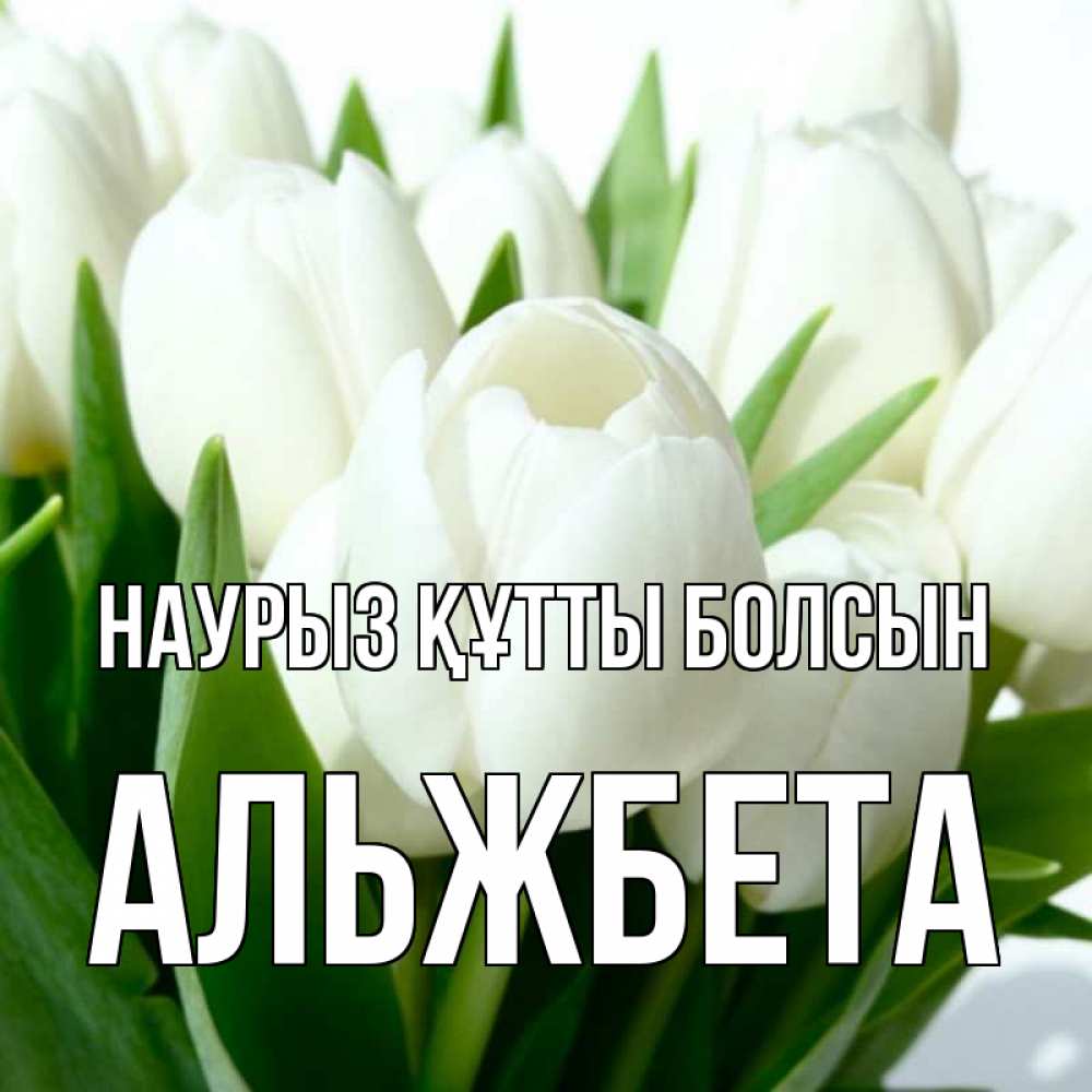 Күн сайын ашық хат с именем, Альжбета Наурыз құтты болсын цветы Онлайн тегін жүктеп алу тілектері бар керемет карта 