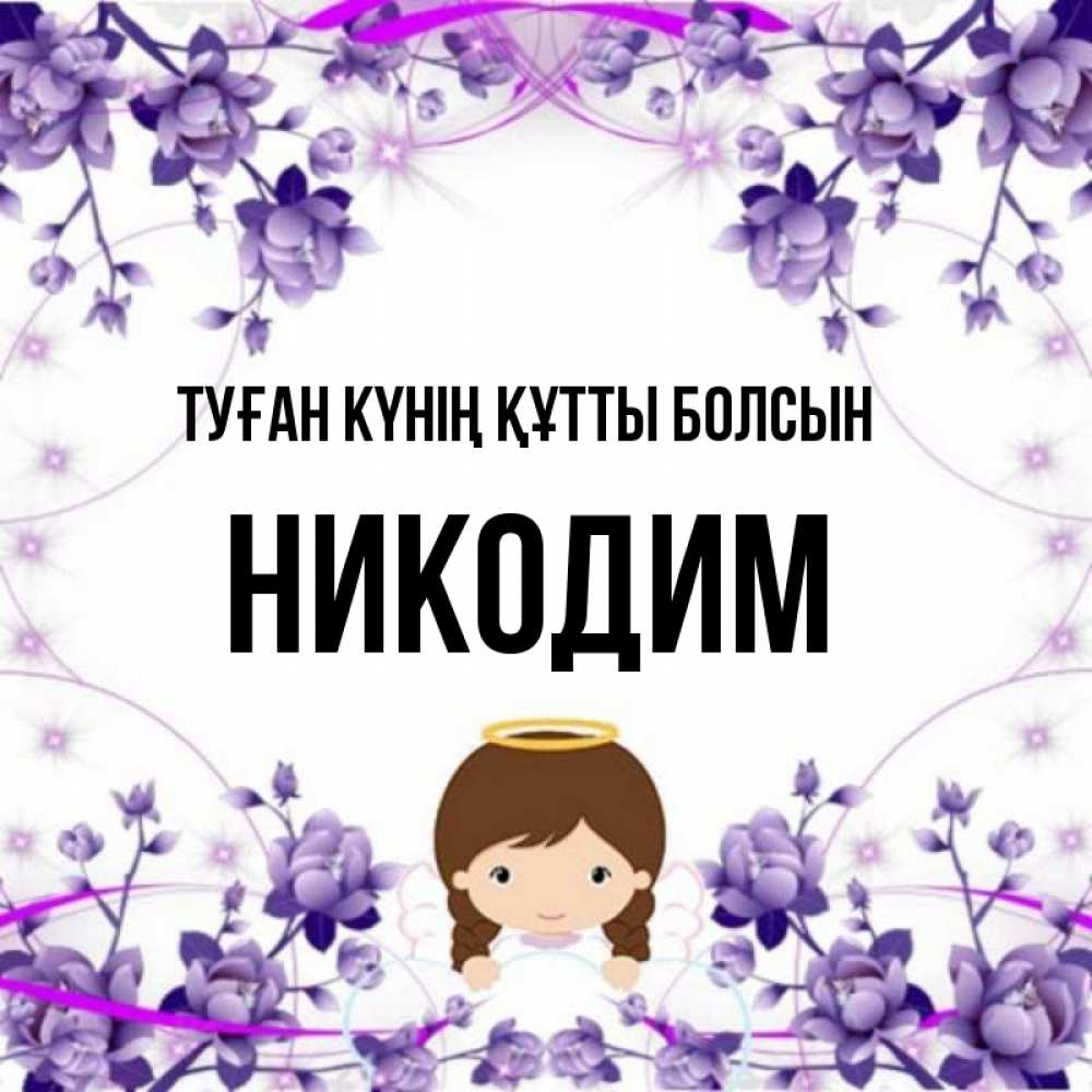 Күн сайын ашық хат с именем, Никодим Туған күнің құтты болсын с именинами в рамочке Онлайн тегін жүктеп алу тілектері бар керемет карта 