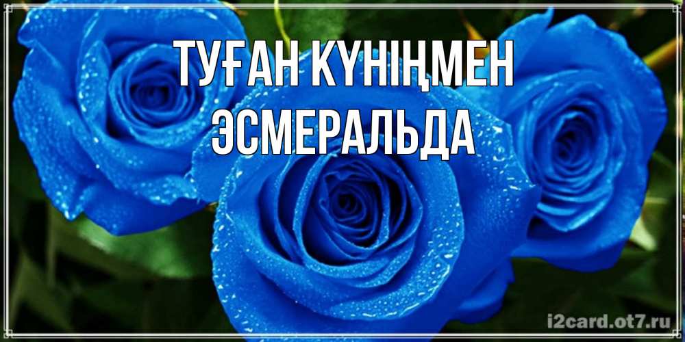 Күн сайын ашық хат с именем, Эсмеральда Туған күніңмен розы с синим цветом Онлайн тегін жүктеп алу тілектері бар керемет карта 
