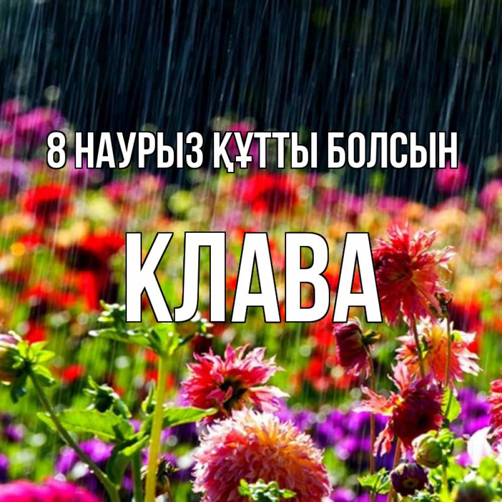Күн сайын ашық хат с именем, Клава 8 наурыз құтты болсын цветы под дождиком к международному женскому дню Онлайн тегін жүктеп алу тілектері бар керемет карта 