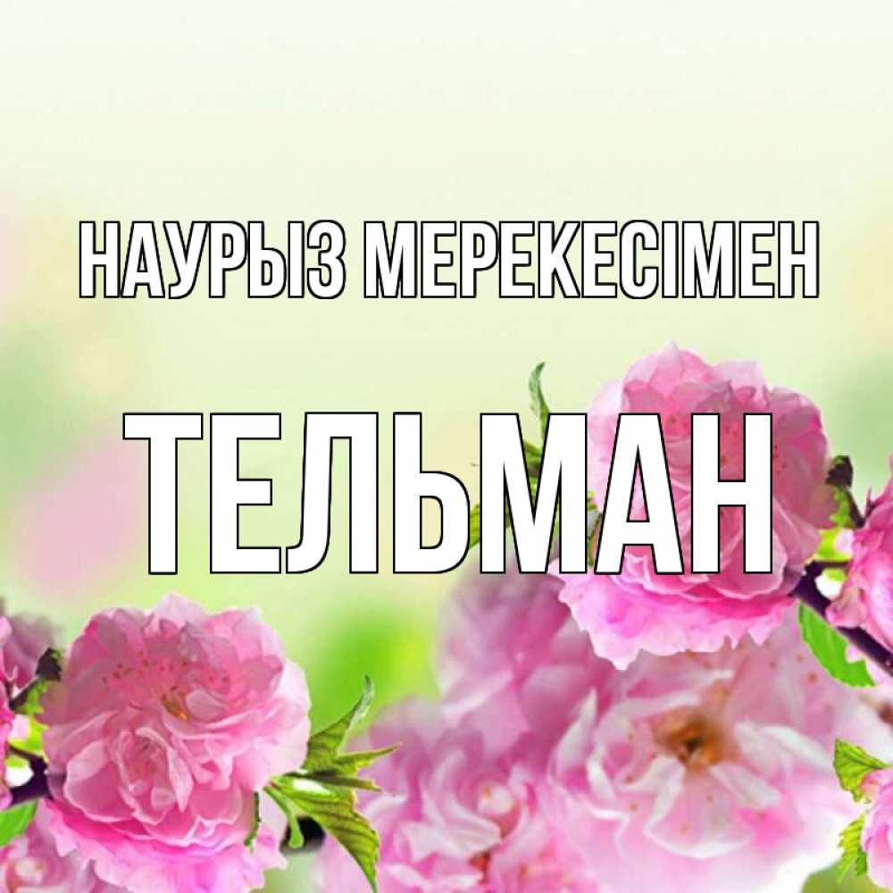 Күн сайын ашық хат с именем, Тельман Наурыз мерекесімен цветы Онлайн тегін жүктеп алу тілектері бар керемет карта 
