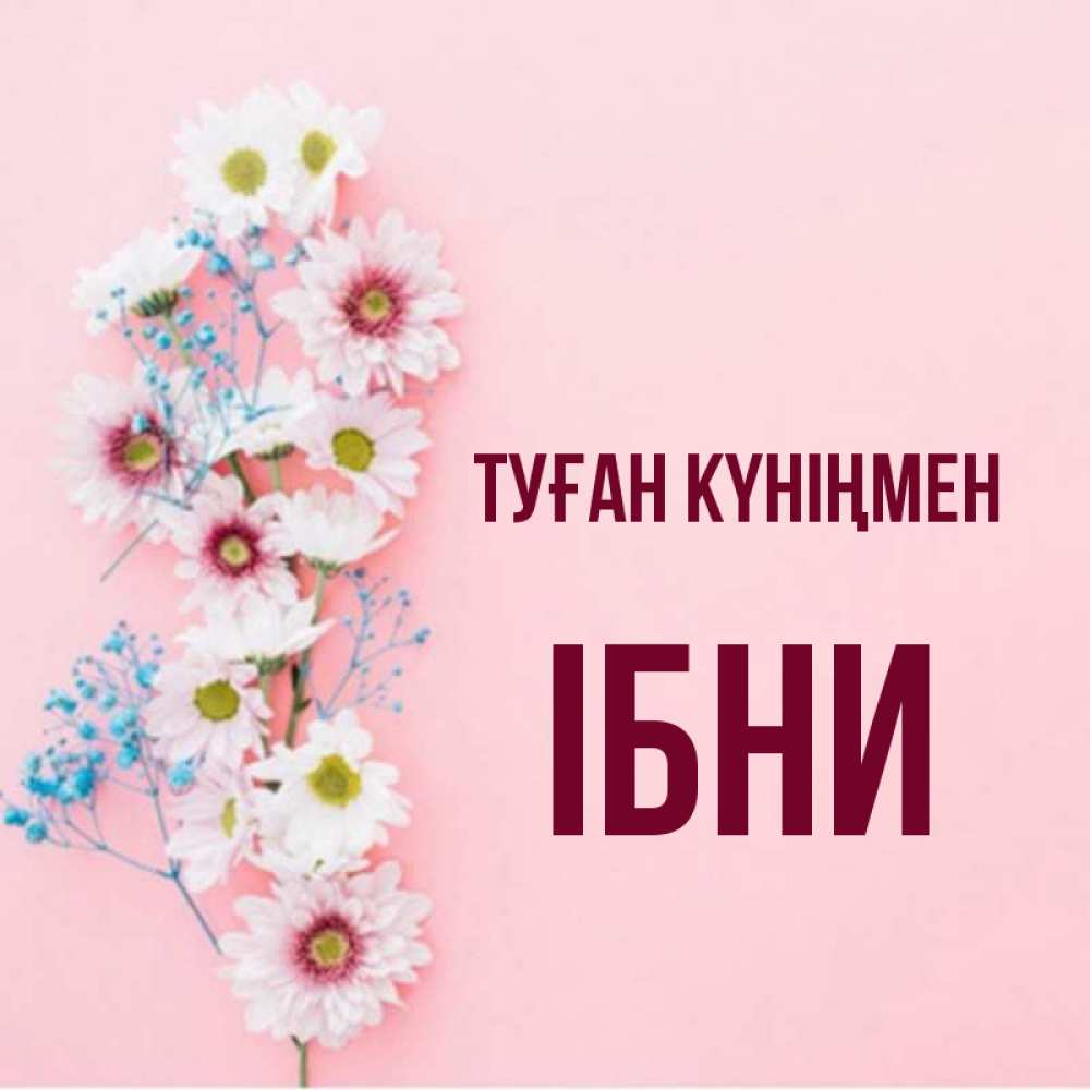 Күн сайын ашық хат с именем, ІБНИ Туған күніңмен Родная моя с днем рождения тебя картинка с цветами белыми и голубыми Онлайн тегін жүктеп алу тілектері бар керемет карта 