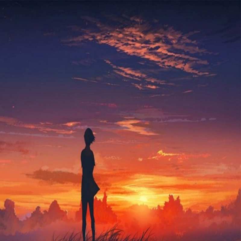 Открытка вечернее небо  стройная девушка  сені құшақтағым келеді 