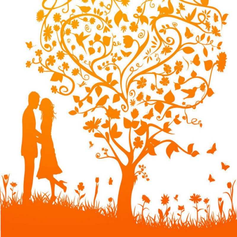 Открытка оранжевое узорчатое дерево  красивый векторный клипарт  сені құшақтағым келеді 