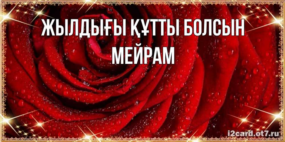 Күн сайын ашық хат с именем, МЕЙРАМ Жылдығы құтты болсын роса на розе блестящая в лучах солнца Онлайн тегін жүктеп алу тілектері бар керемет карта 