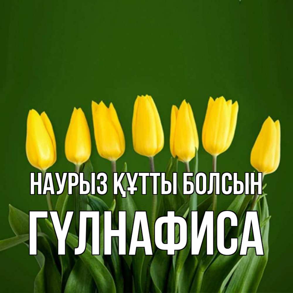 Күн сайын ашық хат с именем, ГҮЛНАФИСА Наурыз құтты болсын желтого цвета 3 Онлайн тегін жүктеп алу тілектері бар керемет карта 