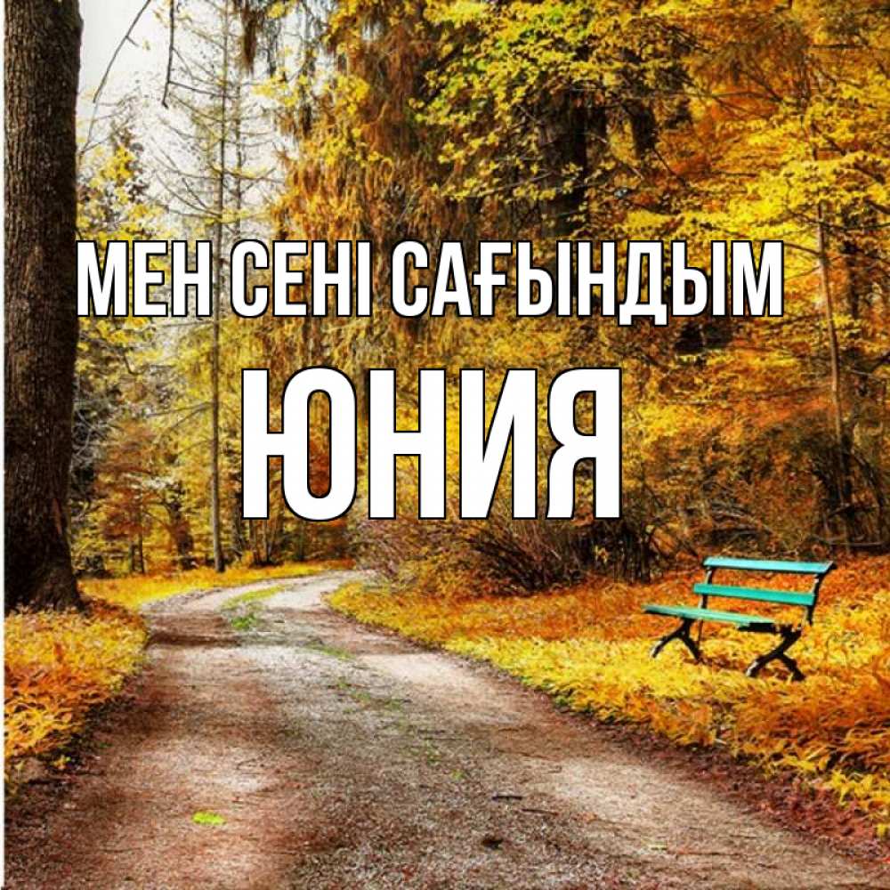 Күн сайын ашық хат с именем, Юния Мен сені сағындым зеленая лавочка и осенний лес Онлайн тегін жүктеп алу тілектері бар керемет карта 