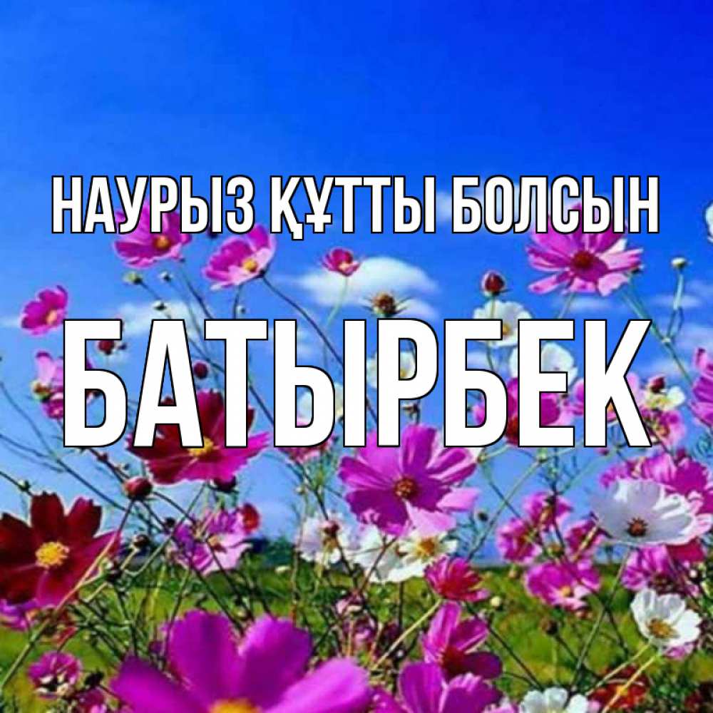 Күн сайын ашық хат с именем, Батырбек Наурыз құтты болсын цветы Онлайн тегін жүктеп алу тілектері бар керемет карта 