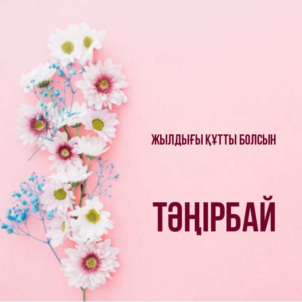 Күн сайын ашық хат с именем, ТӘҢІРБАЙ Жылдығы құтты болсын Родная моя с днем рождения тебя картинка с цветами белыми и голубыми Онлайн тегін жүктеп алу тілектері бар керемет карта 