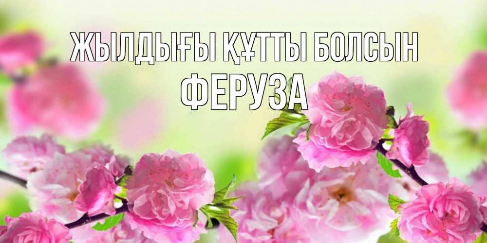 Күн сайын ашық хат с именем, Феруза Жылдығы құтты болсын веточки с цветками Онлайн тегін жүктеп алу тілектері бар керемет карта 