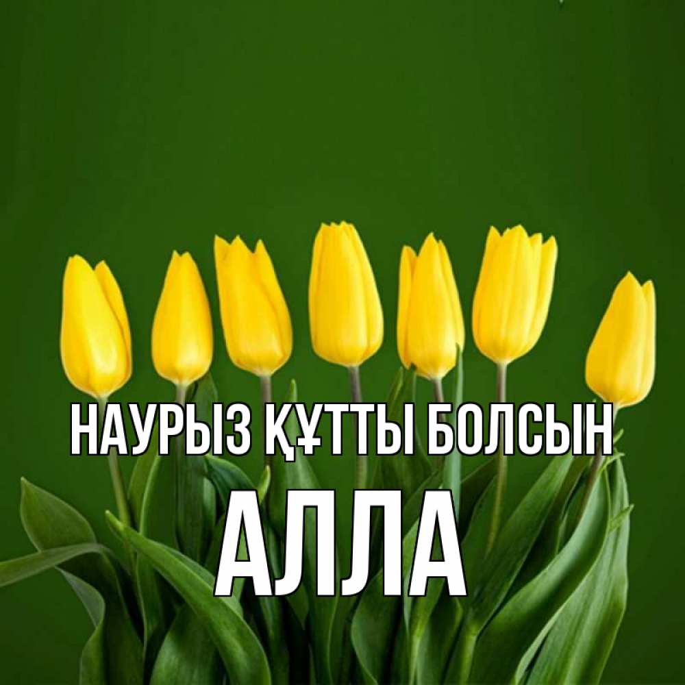 Күн сайын ашық хат с именем, Алла Наурыз құтты болсын желтого цвета 3 Онлайн тегін жүктеп алу тілектері бар керемет карта 