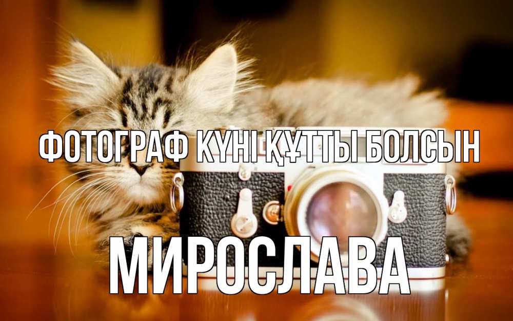 Күн сайын ашық хат с именем, Мирослава Фотограф күні құтты болсын с днем фотографа Онлайн тегін жүктеп алу тілектері бар керемет карта 