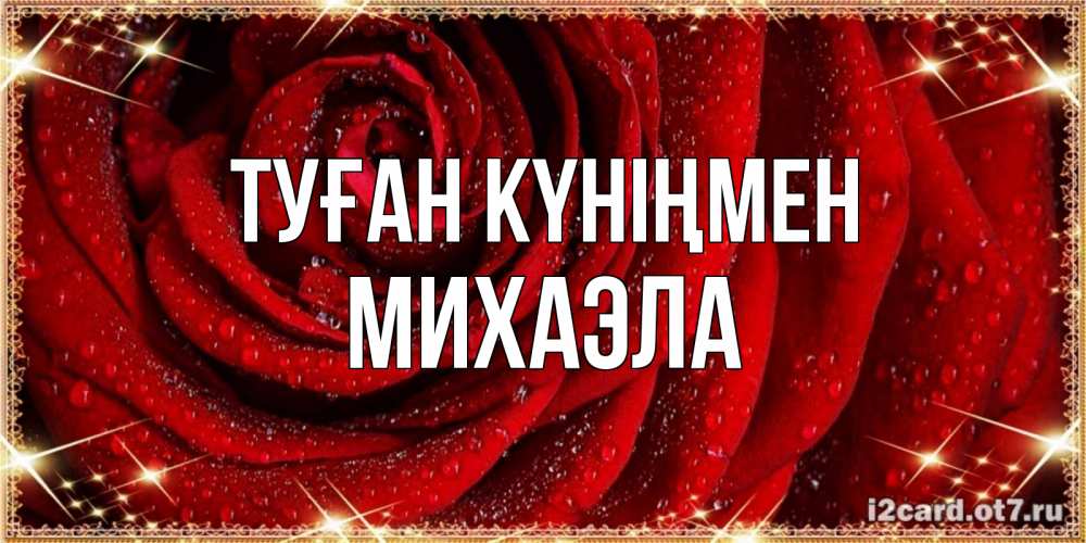 Күн сайын ашық хат с именем, Михаэла Туған күніңмен роса на розе блестящая в лучах солнца Онлайн тегін жүктеп алу тілектері бар керемет карта 