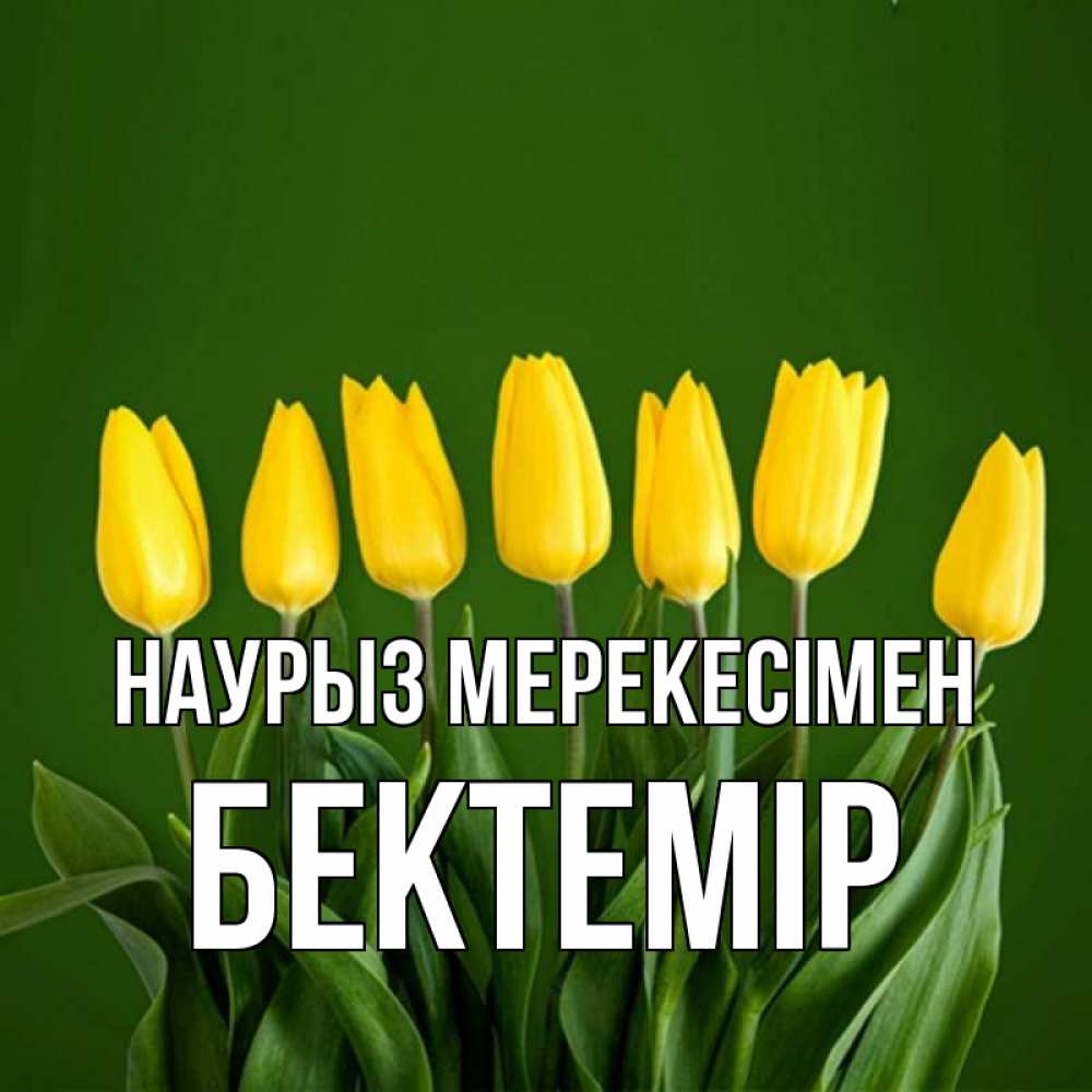 Күн сайын ашық хат с именем, Бектемір Наурыз мерекесімен желтого цвета 3 Онлайн тегін жүктеп алу тілектері бар керемет карта 