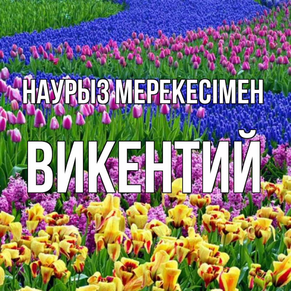 Күн сайын ашық хат с именем, Викентий Наурыз мерекесімен цветы Онлайн тегін жүктеп алу тілектері бар керемет карта 