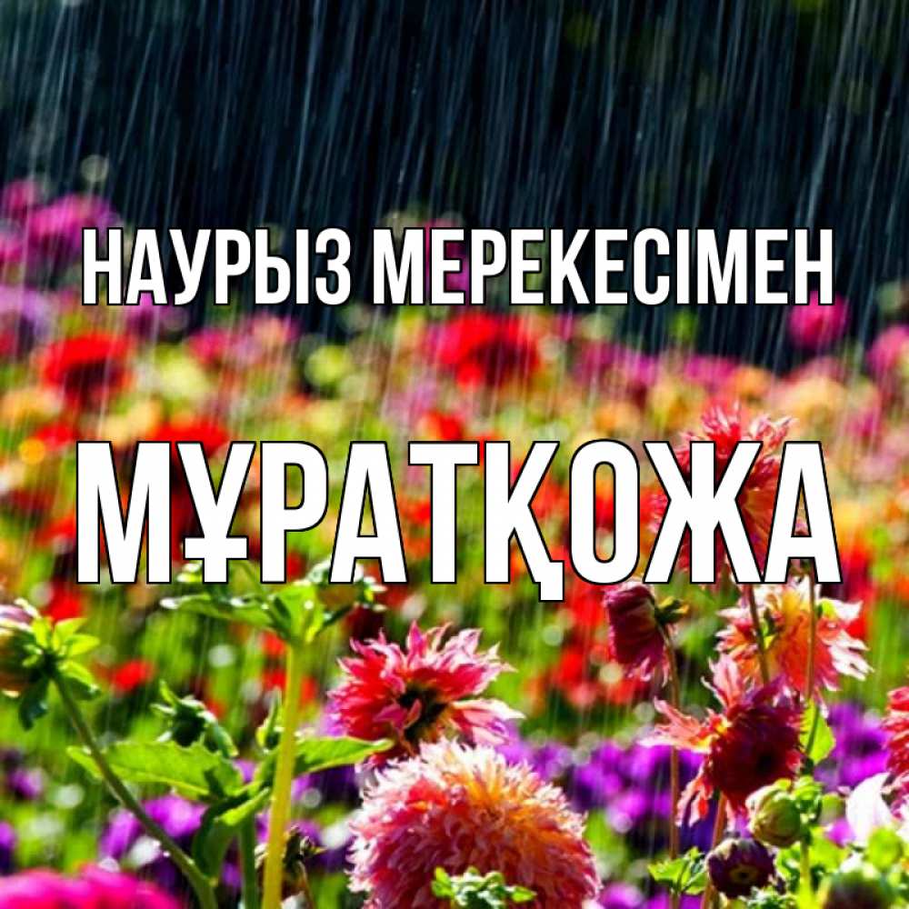 Күн сайын ашық хат с именем, Мұратқожа Наурыз мерекесімен цветы под дождиком к международному женскому дню Онлайн тегін жүктеп алу тілектері бар керемет карта 