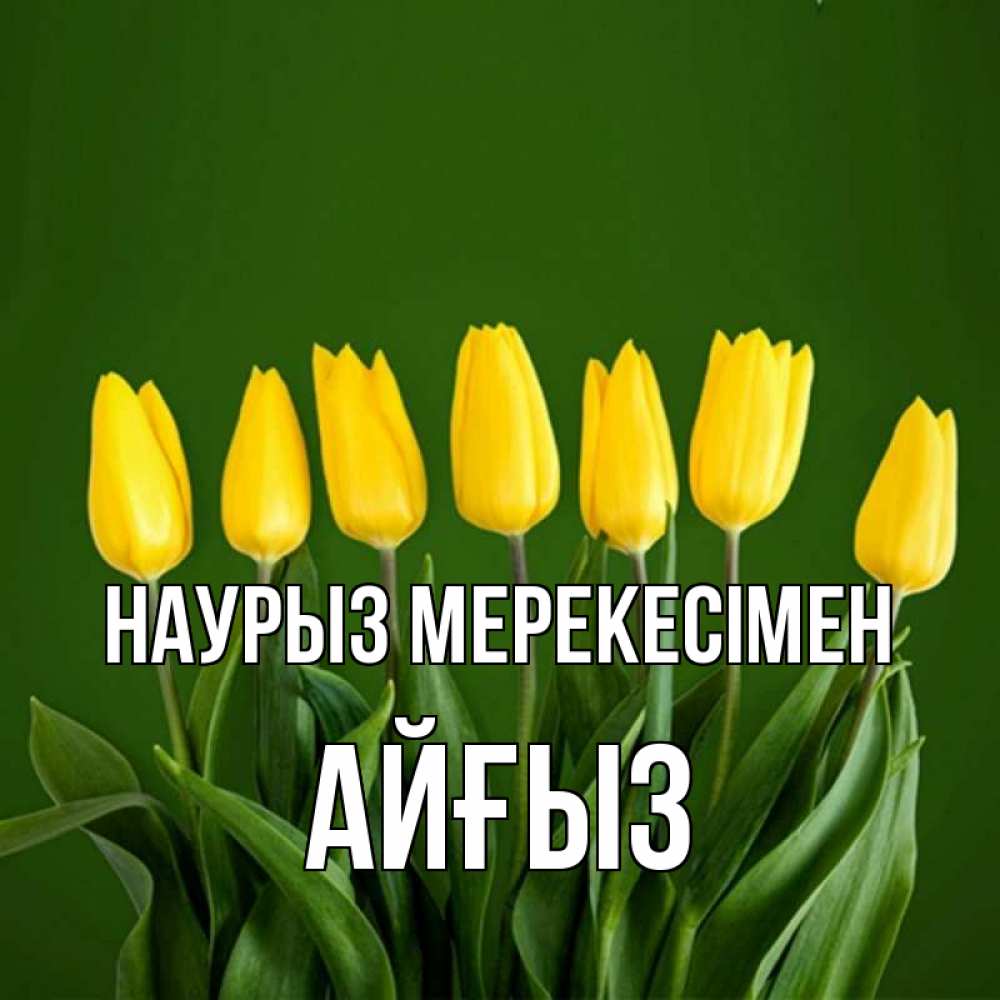 Күн сайын ашық хат с именем, АЙҒЫЗ Наурыз мерекесімен желтого цвета 3 Онлайн тегін жүктеп алу тілектері бар керемет карта 