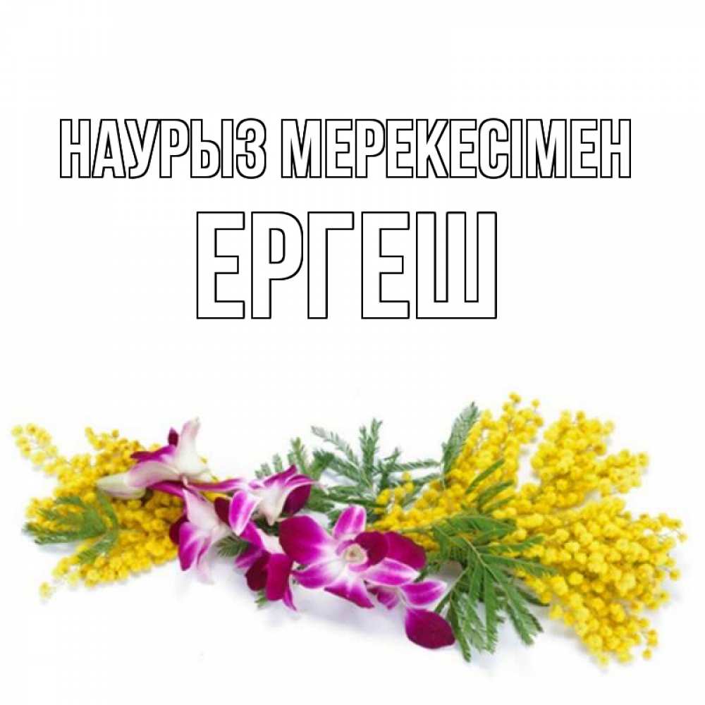 Күн сайын ашық хат с именем, Ергеш Наурыз мерекесімен открытка на международный женский день с цветами  1 Онлайн тегін жүктеп алу тілектері бар керемет карта 