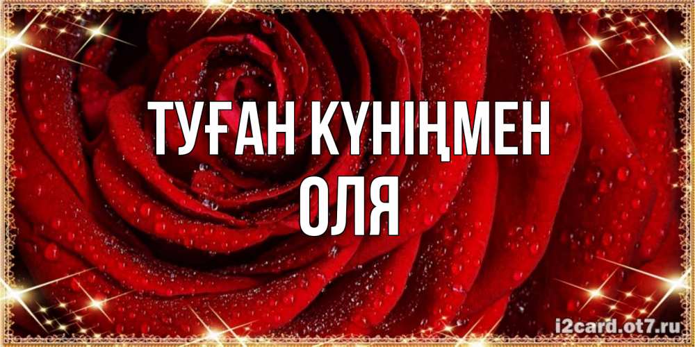 Күн сайын ашық хат с именем, Оля Туған күніңмен роса на розе блестящая в лучах солнца Онлайн тегін жүктеп алу тілектері бар керемет карта 