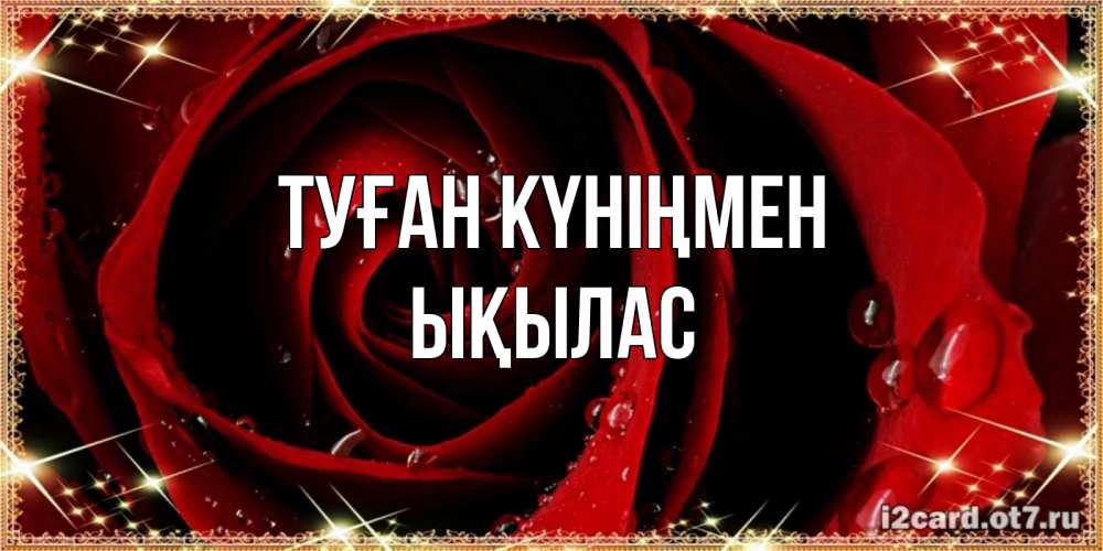 Күн сайын ашық хат с именем, ЫҚЫЛАС Туған күніңмен цветок в росе на день рождения Онлайн тегін жүктеп алу тілектері бар керемет карта 