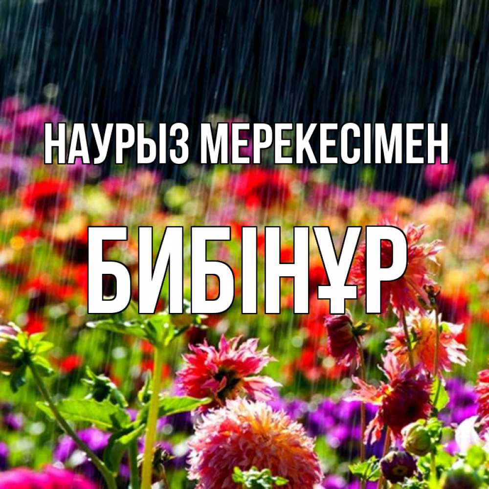 Күн сайын ашық хат с именем, БИБІНҰР Наурыз мерекесімен цветы под дождиком к международному женскому дню Онлайн тегін жүктеп алу тілектері бар керемет карта 