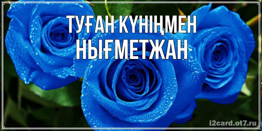 Күн сайын ашық хат с именем, НЫҒМЕТЖАН Туған күніңмен розы с синим цветом Онлайн тегін жүктеп алу тілектері бар керемет карта 