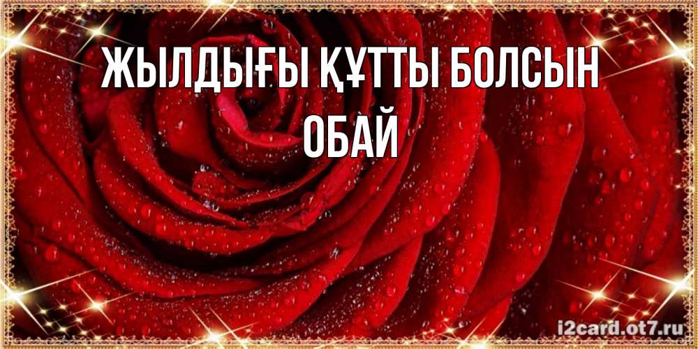 Күн сайын ашық хат с именем, ОБАЙ Жылдығы құтты болсын роса на розе блестящая в лучах солнца Онлайн тегін жүктеп алу тілектері бар керемет карта 