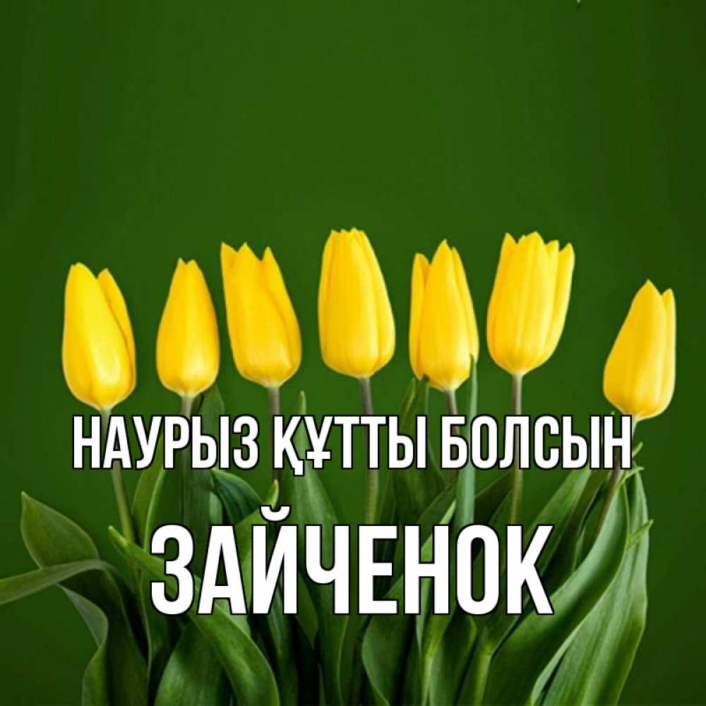 Күн сайын ашық хат с именем, Зайченок Наурыз құтты болсын желтого цвета 3 Онлайн тегін жүктеп алу тілектері бар керемет карта 