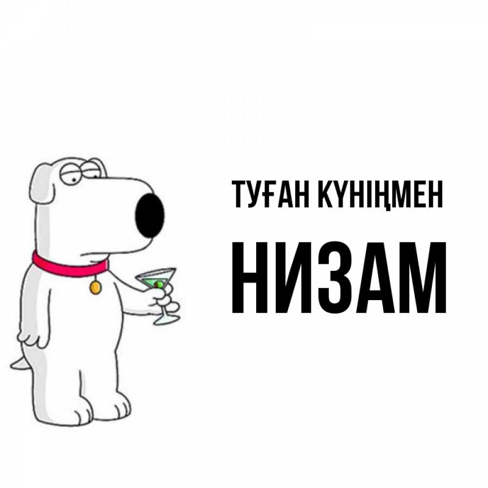 Күн сайын ашық хат с именем, НИЗАМ Туған күніңмен песик с оливками Онлайн тегін жүктеп алу тілектері бар керемет карта 